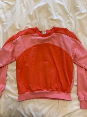 Outdoor Voices Coral and Pink Colorblock Crewneck